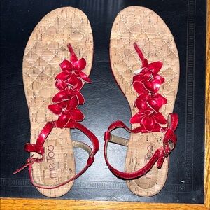 Me Too Red Floral Women's Sandals